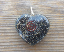 Load image into Gallery viewer, ORGONE BLACK TOURMALINE Gemstone Heart Shaped Pendant Orgone (One)
