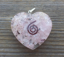 Load image into Gallery viewer, ORGONE ROSE QUARTZ Gemstone Heart Shaped Pendant Orgonite (One)