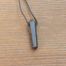 Load image into Gallery viewer, BLACK TOURMALINE Crystal Point Pendant Witth Adjustable Cord Stone Natural Gemstone
