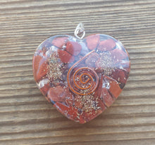 Load image into Gallery viewer, ORGONE RED JASPER Gemstone Heart Shaped Pendant Orgone (One)