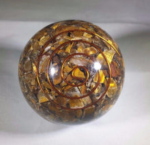 Load image into Gallery viewer, LARGE (60-70mm) TIGER EYE stone Orgone Gemstone Sphere Orgone Sphere