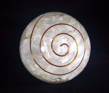 Load image into Gallery viewer, LARGE (60-70mm) SELENITE stone Orgone Gemstone Sphere Orgone Sphere