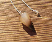 Load image into Gallery viewer, GREY AGATE Natural Stone Gemstone Faceted Pendulum