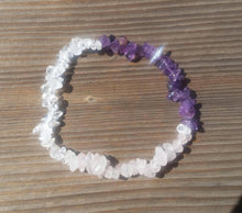 Load image into Gallery viewer, CLEAR Quartz/ROSE Quartz/AMETHYST Natural Stone Gemstone Stretchy Chip Bracelet