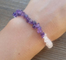 Load image into Gallery viewer, CLEAR Quartz/ROSE Quartz/AMETHYST Natural Stone Gemstone Stretchy Chip Bracelet