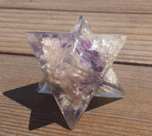 Load image into Gallery viewer, Extra Large (80-85MM) ROSE Quartz/CLEAR Quartz/ AMETHYST Orgone Gemstone Merkaba Star (One)