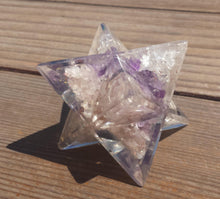 Load image into Gallery viewer, Extra Large (80-85MM) ROSE Quartz/CLEAR Quartz/ AMETHYST Orgone Gemstone Merkaba Star (One)