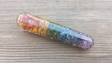 Load image into Gallery viewer, NATURAL ORGONE 7 CHAKRA layered Smooth Gemstone Massage Wand Stone Crystal Wand