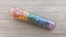 Load image into Gallery viewer, NATURAL ORGONE 7 CHAKRA layered Smooth Gemstone Massage Wand Stone Crystal Wand