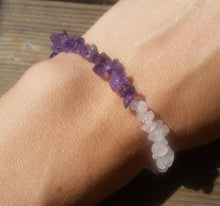 Load image into Gallery viewer, CLEAR Quartz/ROSE Quartz/AMETHYST Natural Stone Gemstone Stretchy Chip Bracelet