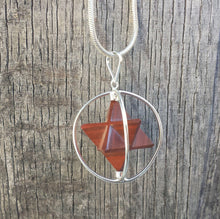 Load image into Gallery viewer, Natural RED JASPER Merkaba Pendant Gemstone Merkaba Spinning Star Pendant