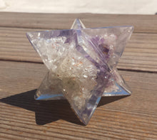 Load image into Gallery viewer, Extra Large (80-85MM) ROSE Quartz/CLEAR Quartz/ AMETHYST Orgone Gemstone Merkaba Star (One)