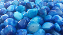 Load image into Gallery viewer, THREE (3) BLUE ONYX Tumbled Stones Medium/Large Natural Tumble Stones