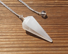 Load image into Gallery viewer, SELENITE Natural Stone Gemstone Faceted Pendulum