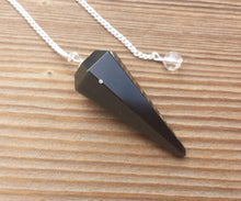 Load image into Gallery viewer, BLACK OBSIDIAN Natural Stone Gemstone Faceted Pendulum