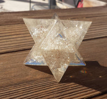 Load image into Gallery viewer, Extra Large (80-85MM) CLEAR QUARTZ Orgone Gemstone Merkaba Star (One)