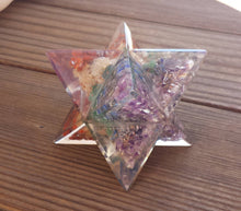 Load image into Gallery viewer, Extra Large (80-85MM) 7 CHAKRA LAYERED Orgone Gemstone Merkaba Star (One)
