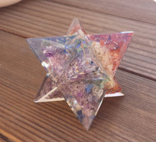 Load image into Gallery viewer, Extra Large (80-85MM) 7 CHAKRA LAYERED Orgone Gemstone Merkaba Star (One)
