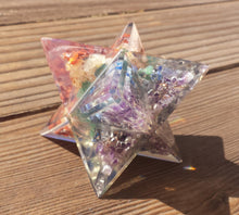 Load image into Gallery viewer, Extra Large (80-85MM) 7 CHAKRA LAYERED Orgone Gemstone Merkaba Star (One)