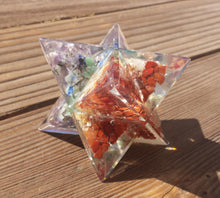 Load image into Gallery viewer, Extra Large (80-85MM) 7 CHAKRA LAYERED Orgone Gemstone Merkaba Star (One)