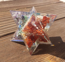 Load image into Gallery viewer, Extra Large (80-85MM) 7 CHAKRA LAYERED Orgone Gemstone Merkaba Star (One)