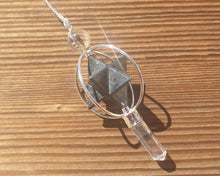Load image into Gallery viewer, Natural HEMATITE Gemstone 3 Stone Merkaba Spinning Star Faceted Pendulum