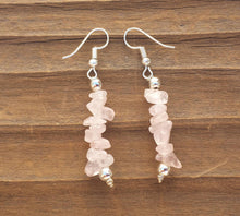 Load image into Gallery viewer, Natural ROSE QUARTZ Handmade Gemstone Chip EARRINGS