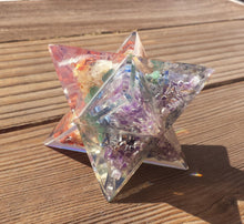 Load image into Gallery viewer, Extra Large (80-85MM) 7 CHAKRA LAYERED Orgone Gemstone Merkaba Star (One)