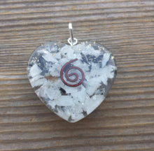 Load image into Gallery viewer, ORGONE RAINBOW MOONSTONE Gemstone Heart Shaped Pendant Orgone (One)