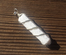 Load image into Gallery viewer, SCOLECITE Spiral Wire Wrapped Pencil Point Pendant Gemstone