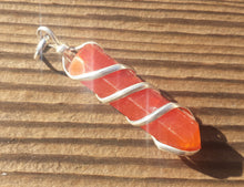 Load image into Gallery viewer, CARNELIAN Spiral Wire Wrapped Pencil Point Pendant Gemstone