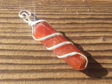 Load image into Gallery viewer, CARNELIAN Spiral Wire Wrapped Pencil Point Pendant Gemstone