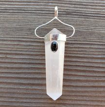 Load image into Gallery viewer, Natural SELENITE And BLACK TOURMALINE Crystal D - Point Pendant Gemstone