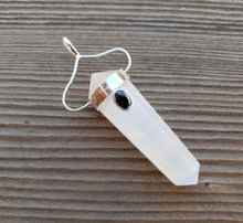 Load image into Gallery viewer, Natural SELENITE And BLACK TOURMALINE Crystal D - Point Pendant Gemstone