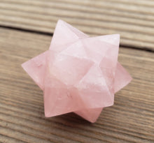 Load image into Gallery viewer, LARGE 12 Point GEMSTONE MERKABA Star Natural Rose Quartz Rare (One)