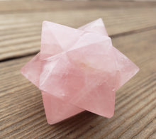 Load image into Gallery viewer, LARGE 12 Point GEMSTONE MERKABA Star Natural Rose Quartz Rare (One)