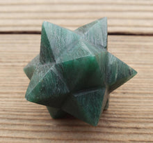 Load image into Gallery viewer, LARGE 12 Point GEMSTONE MERKABA Star Natural Jade Rare (One)