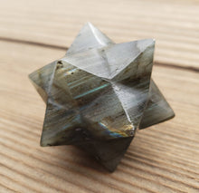 Load image into Gallery viewer, LARGE 12 Point GEMSTONE MERKABA Star Natural Labradorite Rare (One)