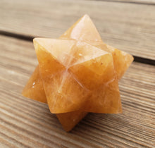 Load image into Gallery viewer, LARGE 12 Point GEMSTONE MERKABA Star Natural Golden Quartz Rare (One)
