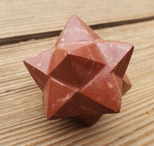 Load image into Gallery viewer, LARGE 12 Point GEMSTONE MERKABA Star Natural Red Jasper (One)