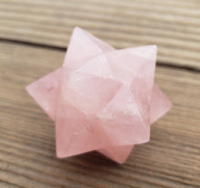 Load image into Gallery viewer, LARGE 12 Point GEMSTONE MERKABA Star Natural Rose Quartz Rare (One)