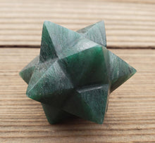 Load image into Gallery viewer, LARGE 12 Point GEMSTONE MERKABA Star Natural Jade Rare (One)