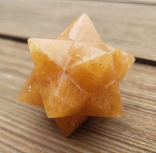 Load image into Gallery viewer, LARGE 12 Point GEMSTONE MERKABA Star Natural Golden Quartz Rare (One)
