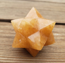 Load image into Gallery viewer, LARGE 12 Point GEMSTONE MERKABA Star Natural Golden Quartz Rare (One)