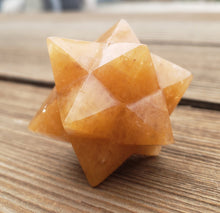 Load image into Gallery viewer, LARGE 12 Point GEMSTONE MERKABA Star Natural Golden Quartz Rare (One)