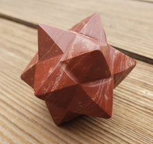 Load image into Gallery viewer, LARGE 12 Point GEMSTONE MERKABA Star Natural Red Jasper (One)
