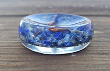 Load image into Gallery viewer, ORGONE LAPIS LAZULI Gemstone Sphere Stand And Worry Stone