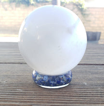 Load image into Gallery viewer, ORGONE LAPIS LAZULI Gemstone Sphere Stand And Worry Stone