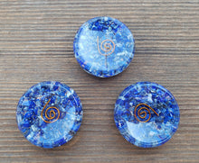 Load image into Gallery viewer, ORGONE LAPIS LAZULI Gemstone Sphere Stand And Worry Stone