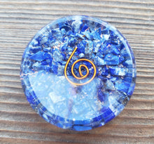 Load image into Gallery viewer, ORGONE LAPIS LAZULI Gemstone Sphere Stand And Worry Stone